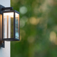 Applique murale LED Lucide CLAIRETTE 13W 3000K IP54 avec détecteur de mouvement PIR et boîtier anthracite