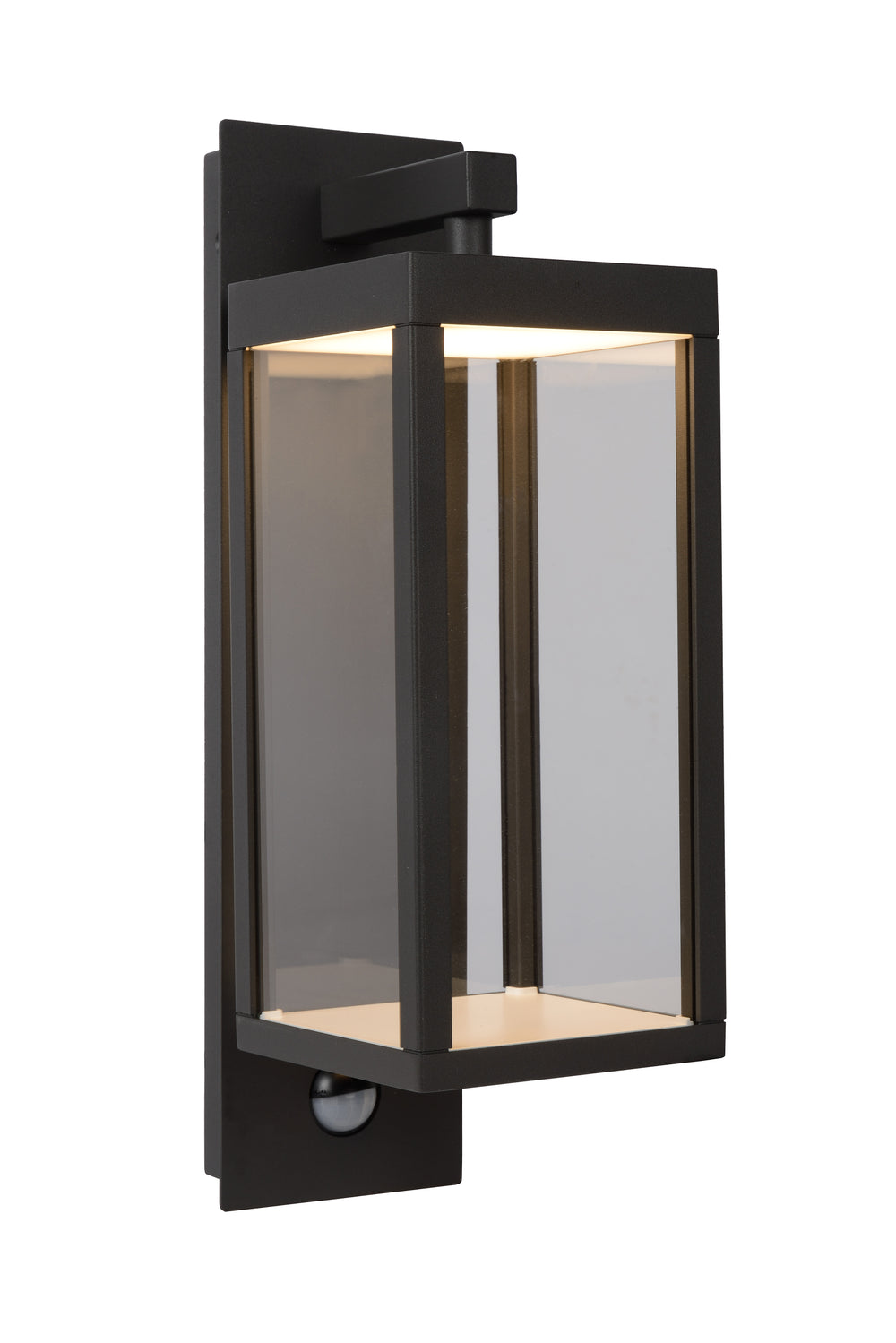 Applique murale LED Lucide CLAIRETTE 13W 3000K IP54 avec détecteur de mouvement PIR et boîtier anthracite
