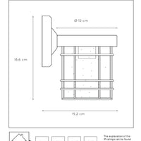 Applique murale Lucide KEPPEL intérieur extérieur douille E27 IP44 Métal Noir Mat 220-240V 60W