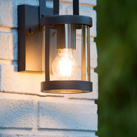 Applique murale Lucide LINDELO intérieur extérieur, douille E27, 60W max, 220-240V, IP44, finition métal noir mat