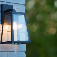 Lucide MATSLOT wall light indoor outdoor, E27 socket, 60W max, IP23, Matt Black metal trapezoid design