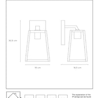 Lucide MATSLOT wall light indoor outdoor, E27 socket, 60W max, IP23, Matt Black metal trapezoid design