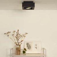 Lucide ZEFIX LED ceiling spotlight, dim to warm, GU10 12W 2200K-3000K, adjustable, square, Black, IP20