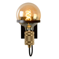Lucide OTTELIEN wall lamp, 1xE27, 60W max, 220-240V, IP20, modern matt black steel with brass socket