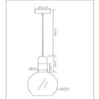 Lucide JULIUS hanging lamp, 1xE27, smoke glass shade Ø20cm, black wood and gold metal, 220-240V, IP20