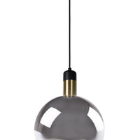 Lucide JULIUS suspension Ø28cm verre fumé bois noir métal doré E27 40W dimmable IP20 220-240V