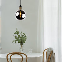 Lucide JULIUS suspension Ø28cm verre fumé bois noir métal doré E27 40W dimmable IP20 220-240V