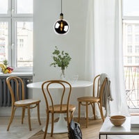 Lucide JULIUS suspension Ø28cm verre fumé bois noir métal doré E27 40W dimmable IP20 220-240V