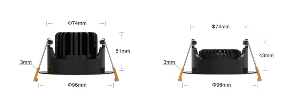LED inbouwspot by LCB, 95mm, 5W, 420 lumen, 2700K warm white, IP65, dimmable, for bathroom