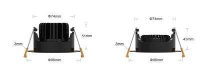 Spot LED encastrable par LCB, 95mm, 5W, 420 lumen, 2700K blanc chaud, IP65, dimmable, pour salle de bain