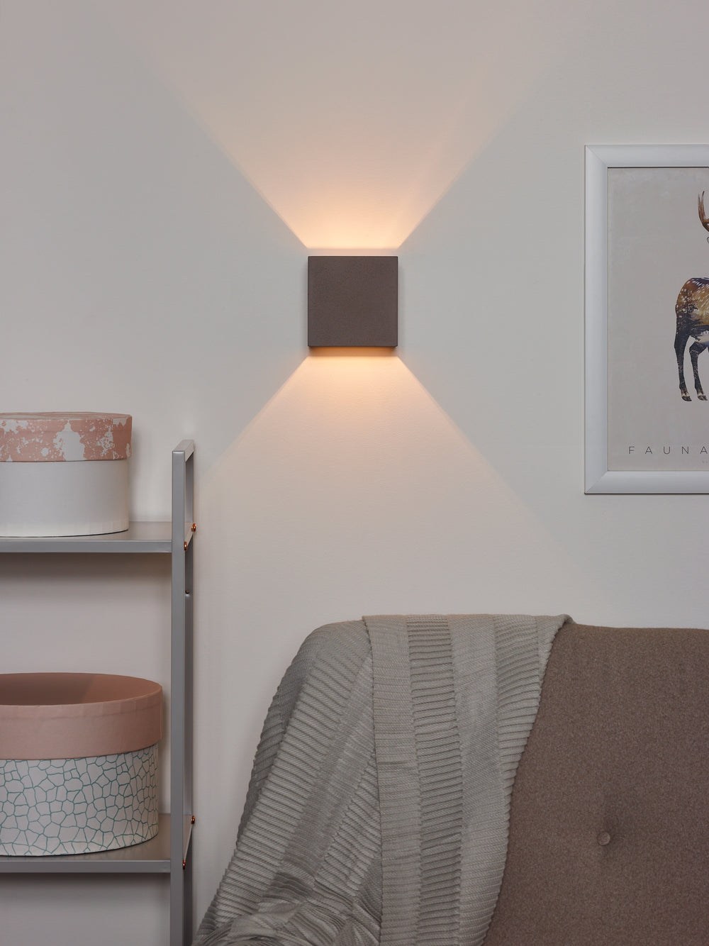 Applique murale Lucide GIPSY, design moderne carré en béton, douille G9, 25W max, dimmable, 220-240V, IP20, Gris