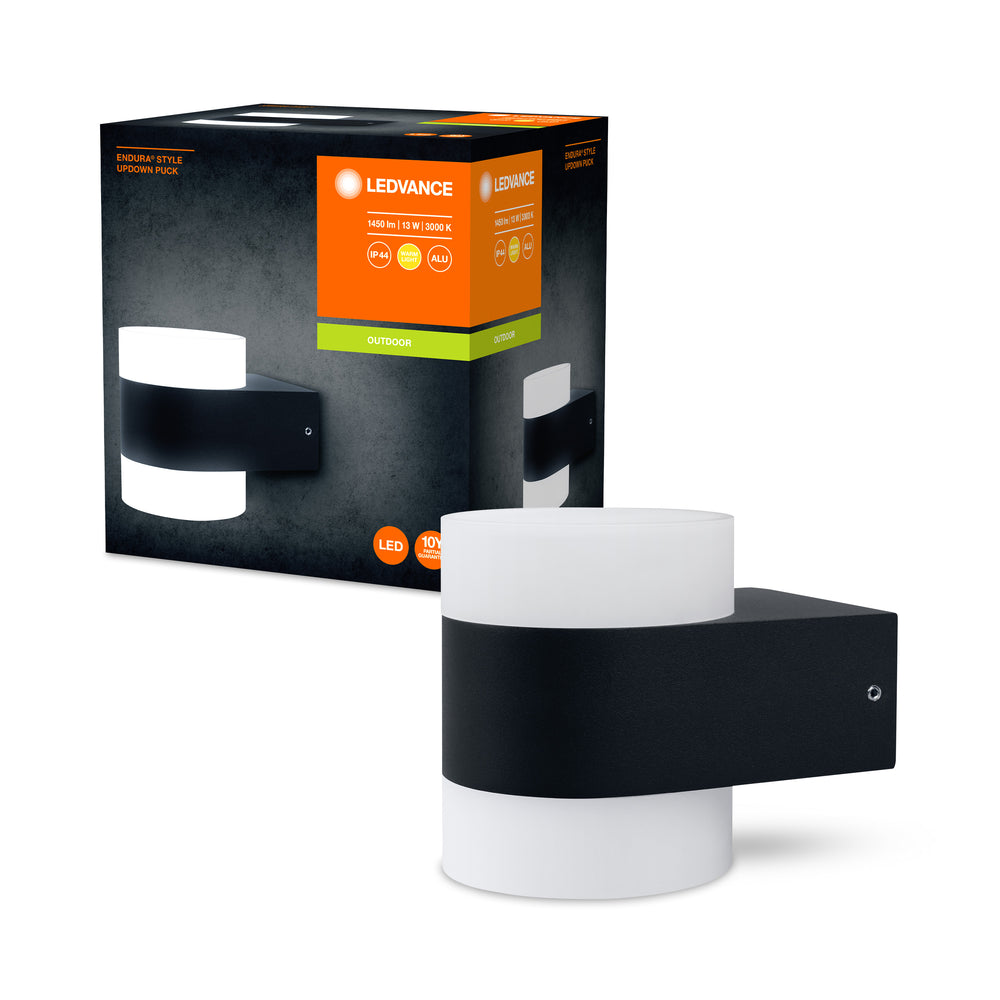 Ledvance ENDURA Style UpDown Puck Applique Murale LED 13W 3000K 980 lumens IP44 Gris Foncé Extérieur