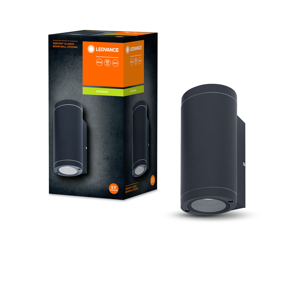 Ledvance ENDURA BEAM Wall UpDown Light GU10, 2x35W, IP44 Outdoor Surface Mount, Dark Gray Aluminum