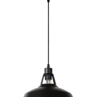Lampe suspendue Lucide BRASSY-BIS Noir, 1xE27, hauteur réglable, abat-jour rond en métal Ø31cm, IP20