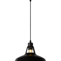 Lampe suspendue Lucide BRASSY-BIS Noir, 1xE27, hauteur réglable, abat-jour rond en métal Ø31cm, IP20