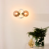 Lucide TYCHO wall light, 2xG9 sockets, Retro design, Matt Black & Sand Brass with smoke glass, IP20