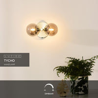Lucide TYCHO wall light, 2xG9 sockets, Retro design, Matt Black & Sand Brass with smoke glass, IP20