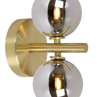 Lucide TYCHO wall light, 2xG9 sockets, Retro design, Matt Black & Sand Brass with smoke glass, IP20