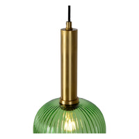 Lucide MALOTO pendant light, vintage oval metal and glass, E27 socket, 40W max, IP20, green bronze finish
