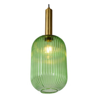 Lucide MALOTO pendant light, vintage oval metal and glass, E27 socket, 40W max, IP20, green bronze finish