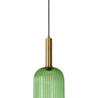 Lucide MALOTO pendant light, vintage oval metal and glass, E27 socket, 40W max, IP20, green bronze finish