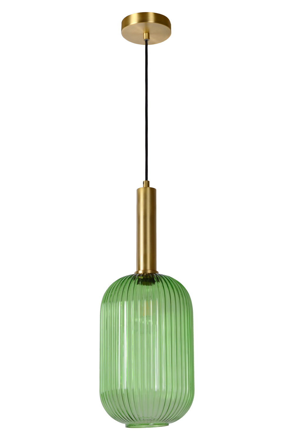 Lucide MALOTO pendant light, vintage oval metal and glass, E27 socket, 40W max, IP20, green bronze finish