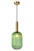 Lucide MALOTO pendant light, vintage oval metal and glass, E27 socket, 40W max, IP20, green bronze finish