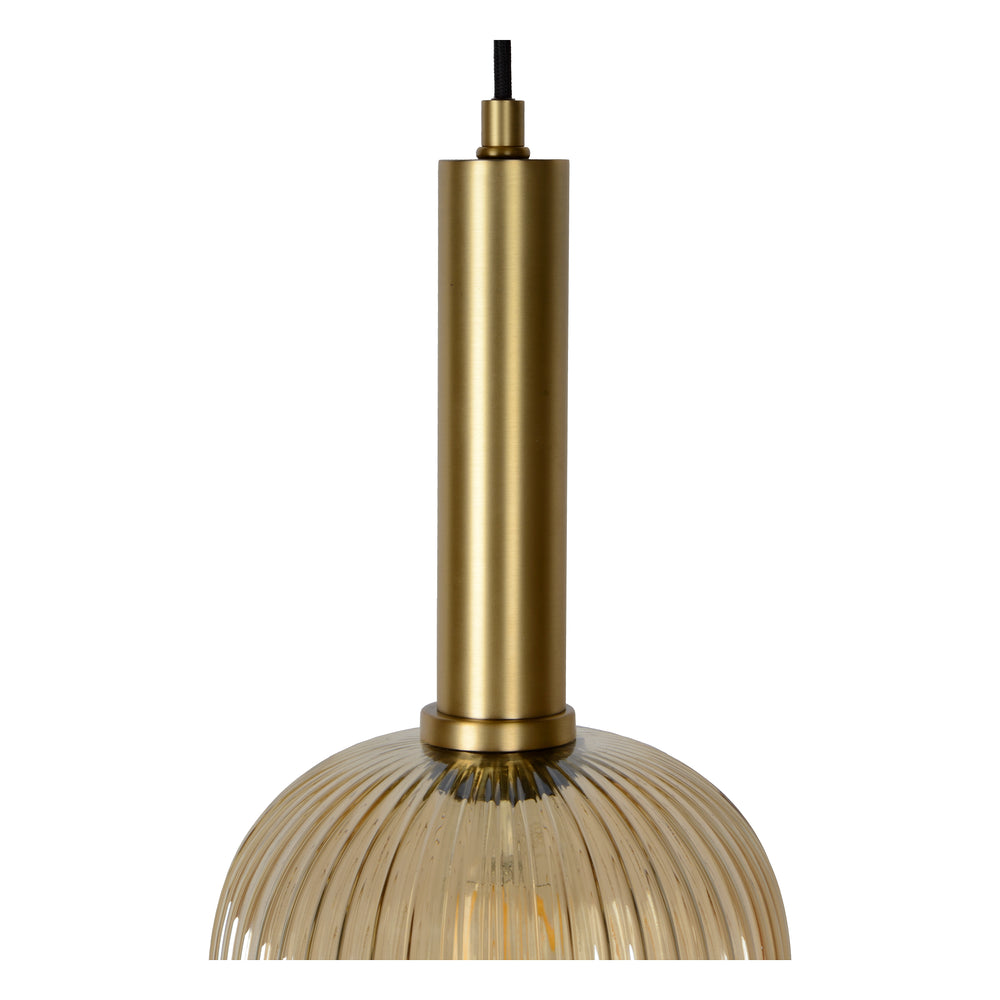 Suspension vintage Lucide MALOTO, 1xE27, 40W max, verre ambré, finition bronze, hauteur réglable, IP20