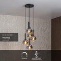 Suspension Lucide MARIUS 5xE27 Verre noir 55cm hauteur réglable design moderne intérieur IP20