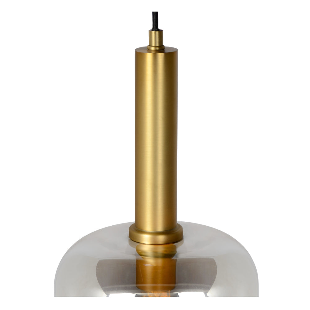 Lucide JOANET hanging lamp Ø22cm, 1xE27 socket, bronze with fumé glass, height adjustable, IP20