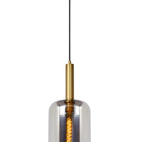 Lucide JOANET hanging lamp Ø22cm, 1xE27 socket, bronze with fumé glass, height adjustable, IP20