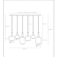 Suspension Lucide JOANET, 6xE27 douilles, bronze avec verre fumé, design rectangulaire moderne, IP20, 1320mm