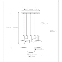 Lucide JOANET hanging lamp Ø66cm, 5xE27, dimmable, height adjustable, Bronze with fumé glass, IP20