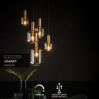 Lucide JOANET hanging lamp Ø66cm, 5xE27, dimmable, height adjustable, Bronze with fumé glass, IP20
