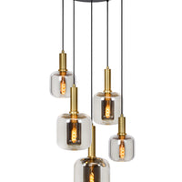 Lucide JOANET hanging lamp Ø66cm, 5xE27, dimmable, height adjustable, Bronze with fumé glass, IP20