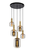 Suspension Lucide JOANET Ø66cm, 5xE27, dimmable, hauteur réglable, bronze avec verre fumé, IP20