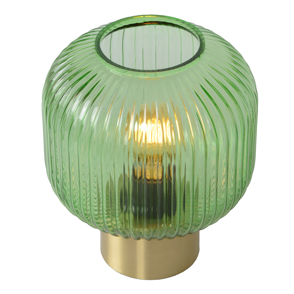 Lucide Maloto vintage table lamp, metal and glass, E27 socket, 40W max, IP20, bronze green amber finish