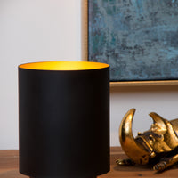Lucide SUZY vintage table lamp, cylinder metal, Sandy Black Gold finish, E14 socket, 220-240V, IP20