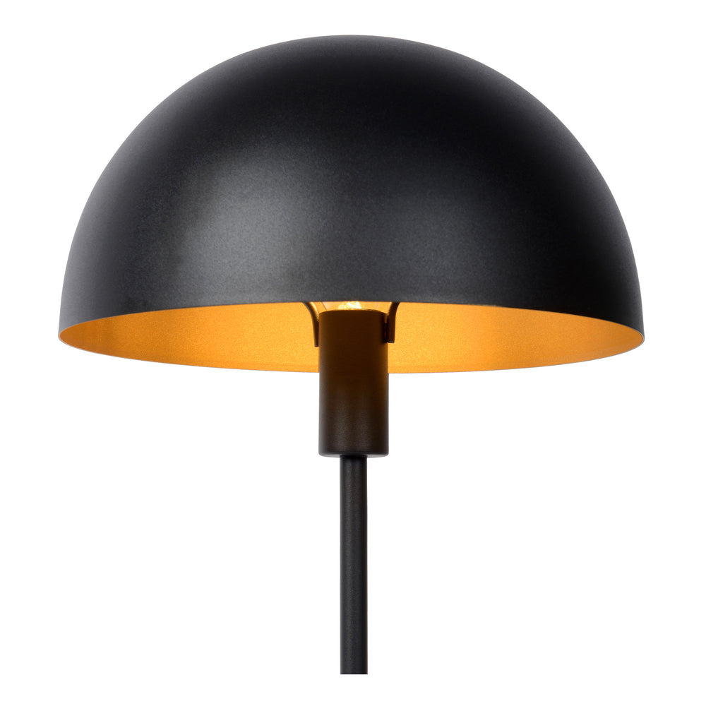 Lampe de table Lucide SIEMON Ø25cm Noir, culot E14, 230V, corps en acier, design champignon moderne, utilisation intérieure IP20