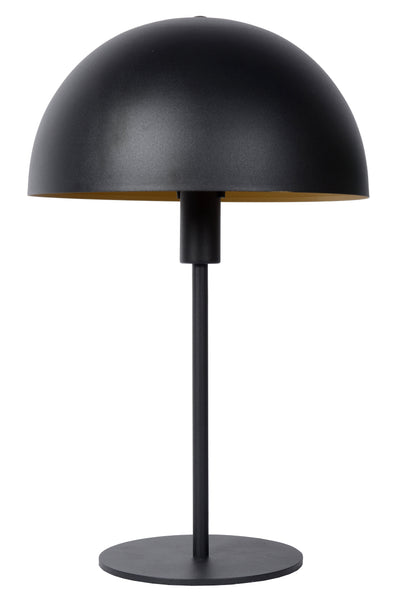 Lampe de table Lucide SIEMON Ø25cm Noir, culot E14, 230V, corps en acier, design champignon moderne, utilisation intérieure IP20