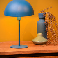 Lucide SIEMON table lamp Blue, 1xE14 fitting, 25cm steel shade, modern mushroom design, IP20 indoor use
