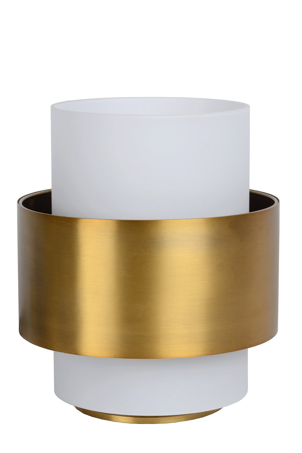 Lucide FIRMIN table lamp, retro glass cylinder, E27 fitting, 230V, IP20 indoor, matte gold brass finish