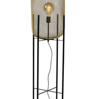 Lucide Mesh floor lamp, vintage metal cylinder, E27 socket, 40W max, IP20, matt black & gold finish