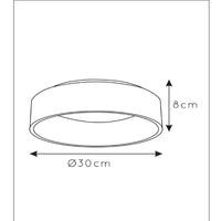 Lucide TALOWE LED ceiling light, dimmable 20W 3000K IP20 round Black aluminium Ø300mm