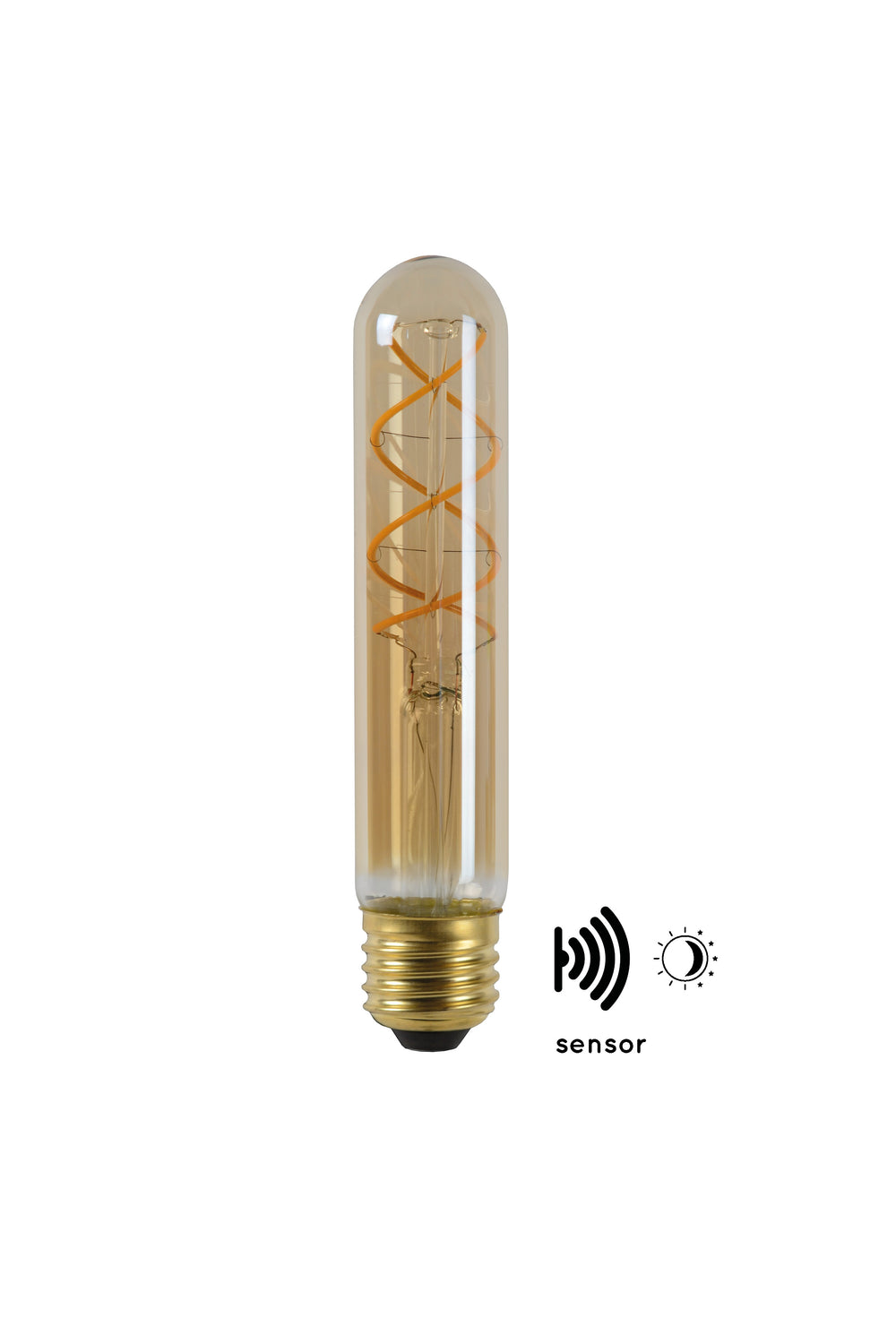 Lampe à filament LED Lucide T32 E27 4W 2200K Ambre avec capteur jour nuit 300 lumens IP20 forme tube