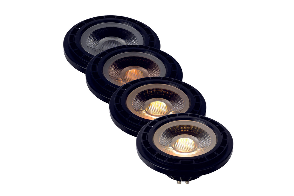 Lucide LED GU10 12W 230V dim to warm lamp 2200K-3000K 820 lumens CRI 95 Black Silver reflector IP20