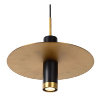 Lucide SELIN modern hanging lamp Ø35cm, 1xGU10, metal Black and Yellow Brass, adjustable height, IP20
