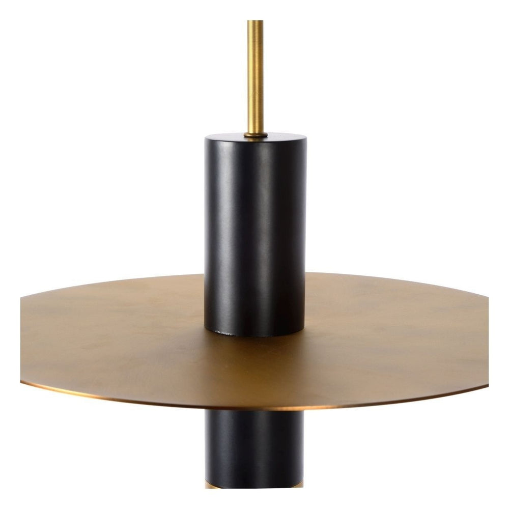 Lucide SELIN modern hanging lamp Ø35cm, 1xGU10, metal Black and Yellow Brass, adjustable height, IP20