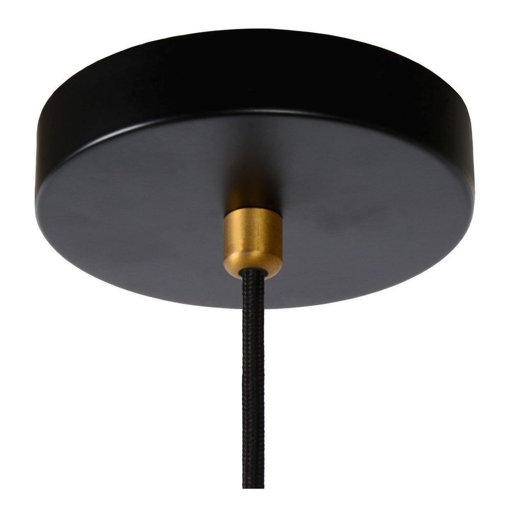 Lucide SELIN modern hanging lamp Ø35cm, 1xGU10, metal Black and Yellow Brass, adjustable height, IP20