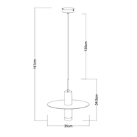 Lucide SELIN modern hanging lamp Ø35cm, 1xGU10, metal Black and Yellow Brass, adjustable height, IP20